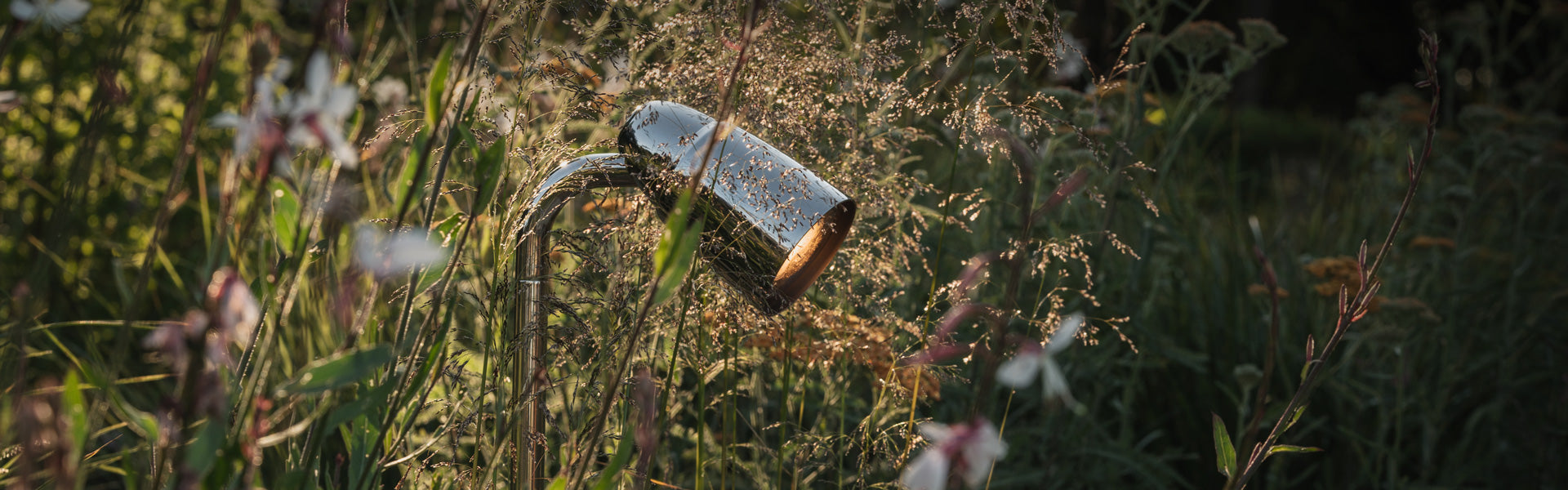 Polished nickel garden lights