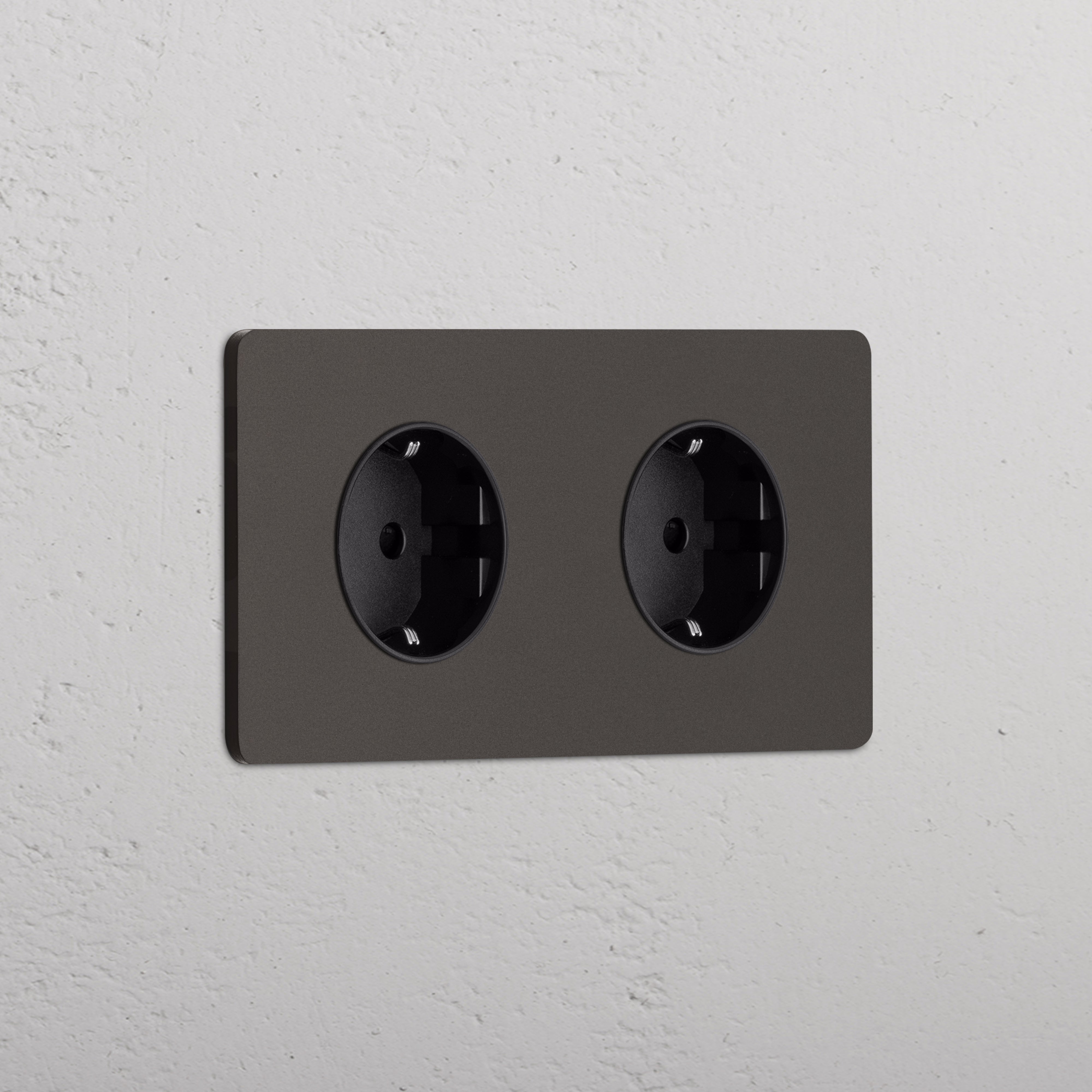 Grove Double 2x Schuko Type F Socket - Bronze | Black