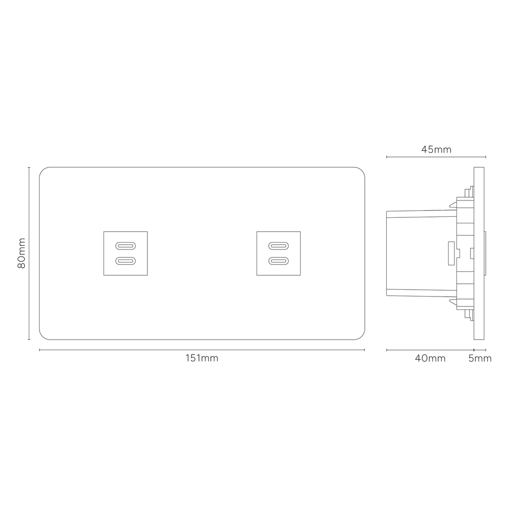 Grove Double 2x USB-C 30W Socket - Bronze | Black