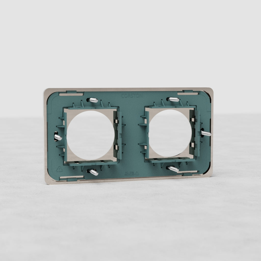 Grove Double 2x Socket Plate - Polished Nickel