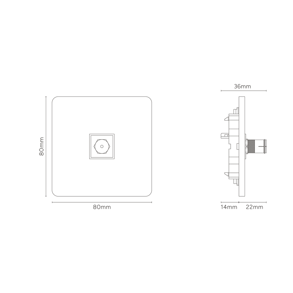 Grove Single TV Socket - Bronze | Black